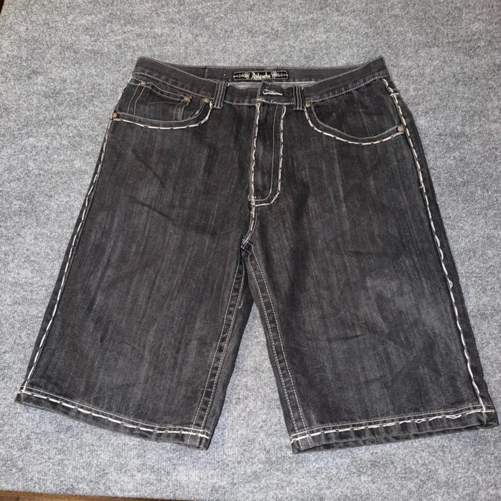 Avalanche Men's Charcoal Black Denim Shorts with Contrast Stitching